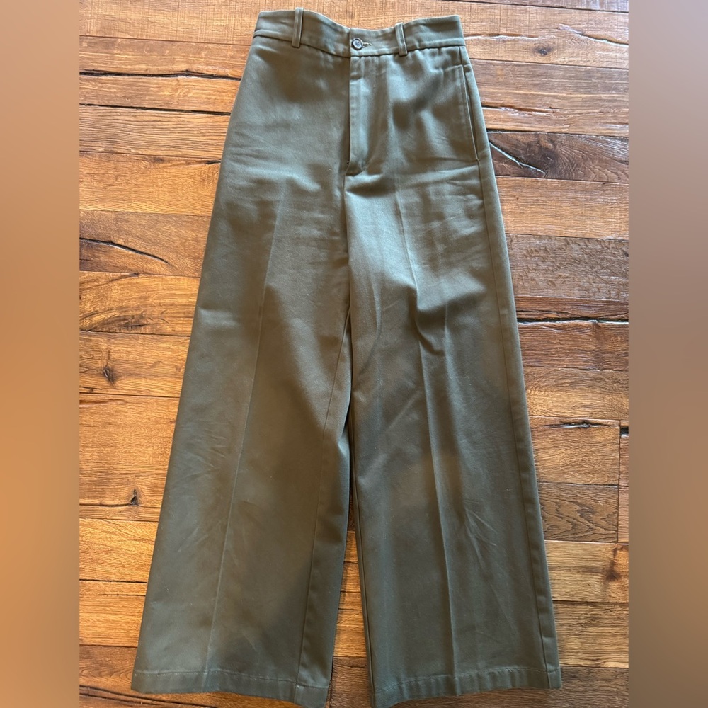 Nili Lotan Olive Green Wide-Leg Pants